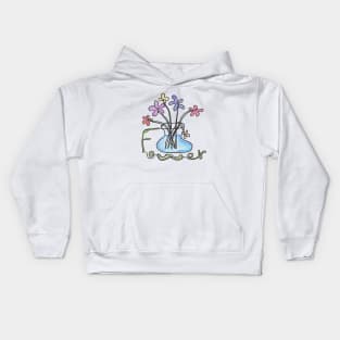 flowers, one line drawing Kids Hoodie